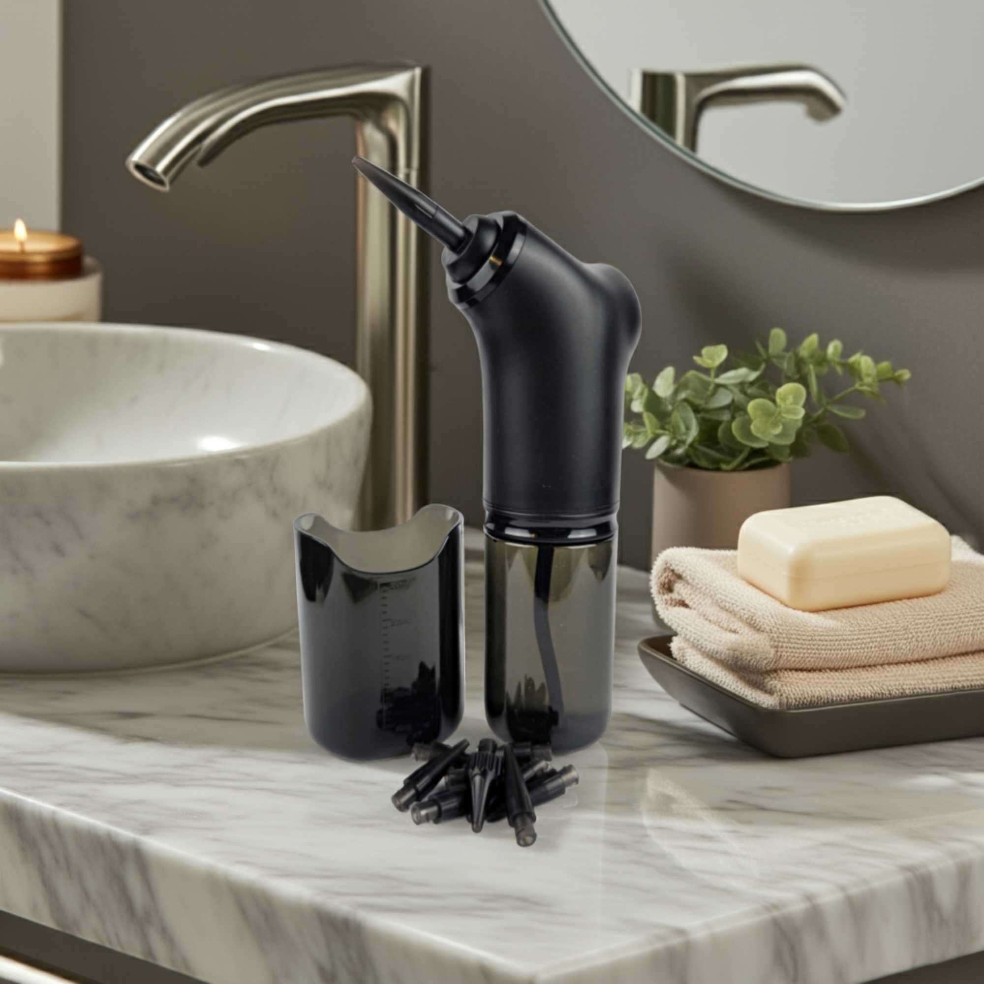 Electric ear wax cleaner with accessories on table